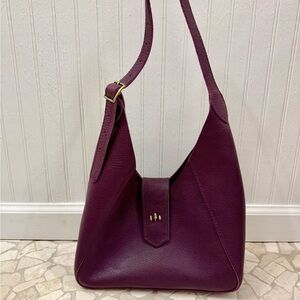 Elegant Plum Flora Leather Shoulder Bag